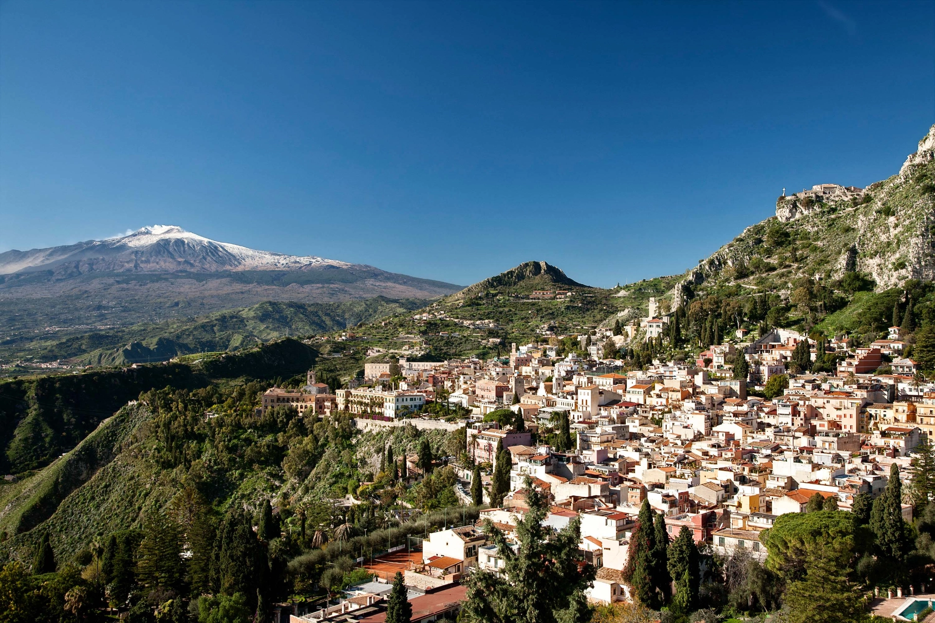 Utsikten til Etna fra Taormina