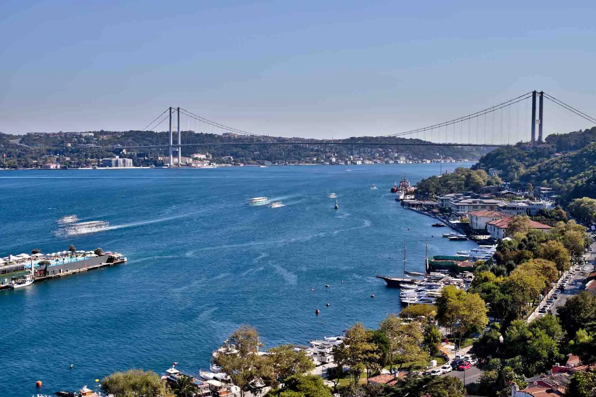 Bosporosstredet skiller Europa og Asia og forbinder Svartehavet med Marmarahavet