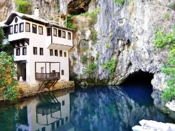 Blagaj Tekija, et historisk kloster ved kilden til elven Buna i Bosnia-Hercegovina Blagaj Tekija, et historisk kloster ved kilden til elven Buna i Bosnia-Hercegovina