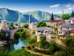 Stari Most, den historiske steinbroen i Mostar – bygget på 1500-tallet Stari Most, den historiske steinbroen i Mostar – bygget på 1500-tallet