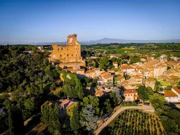 Châteauneuf-du-Pape sett fra luften