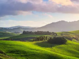 Montecatini Terme med grønne åser og frodig natur