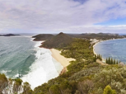 Panoramautsikt over Port Stephens i New South Wales