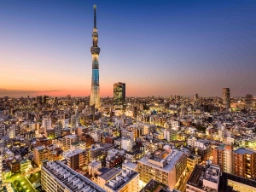 Panoramautsikt over Tokyo med det ikoniske Tokyo Skytree som sentrum