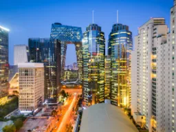 Nattbilde av forretningsdistriktet i Beijing