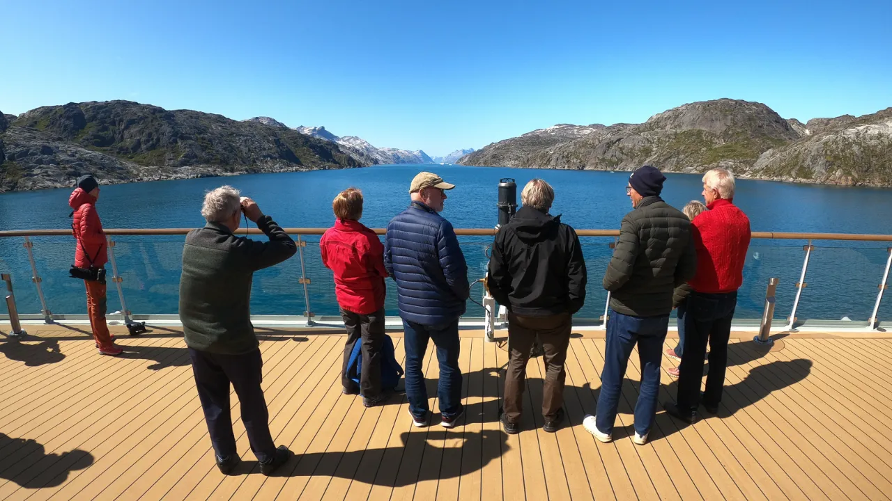 Prins Christian Sund studeres fra fordekket Prins Christian Sund studeres fra fordekket