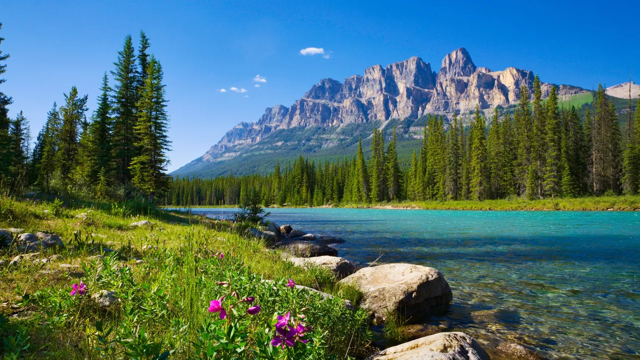 Castle Mountain i Banff nasjonalpark, Alberta, Canada