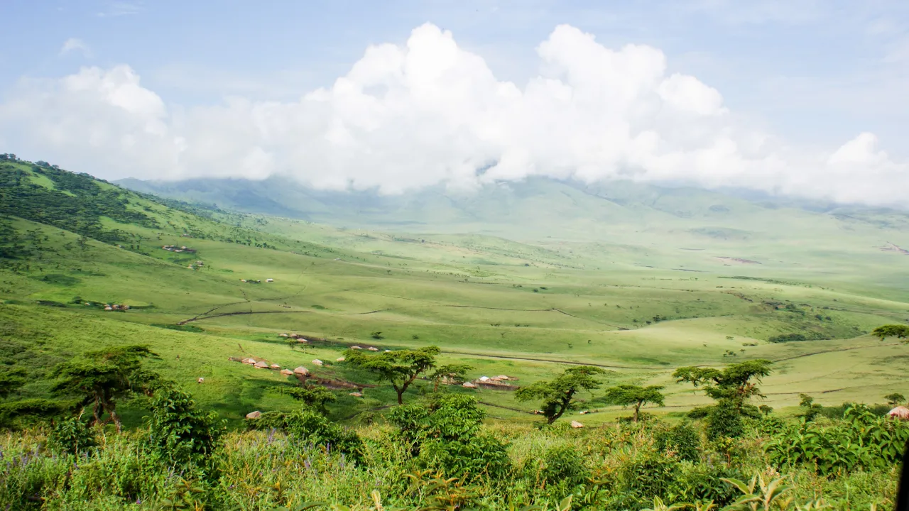 Utsikt over Ngorongoro-høylandet i Tanzania Utsikt over Ngorongoro-høylandet i Tanzania