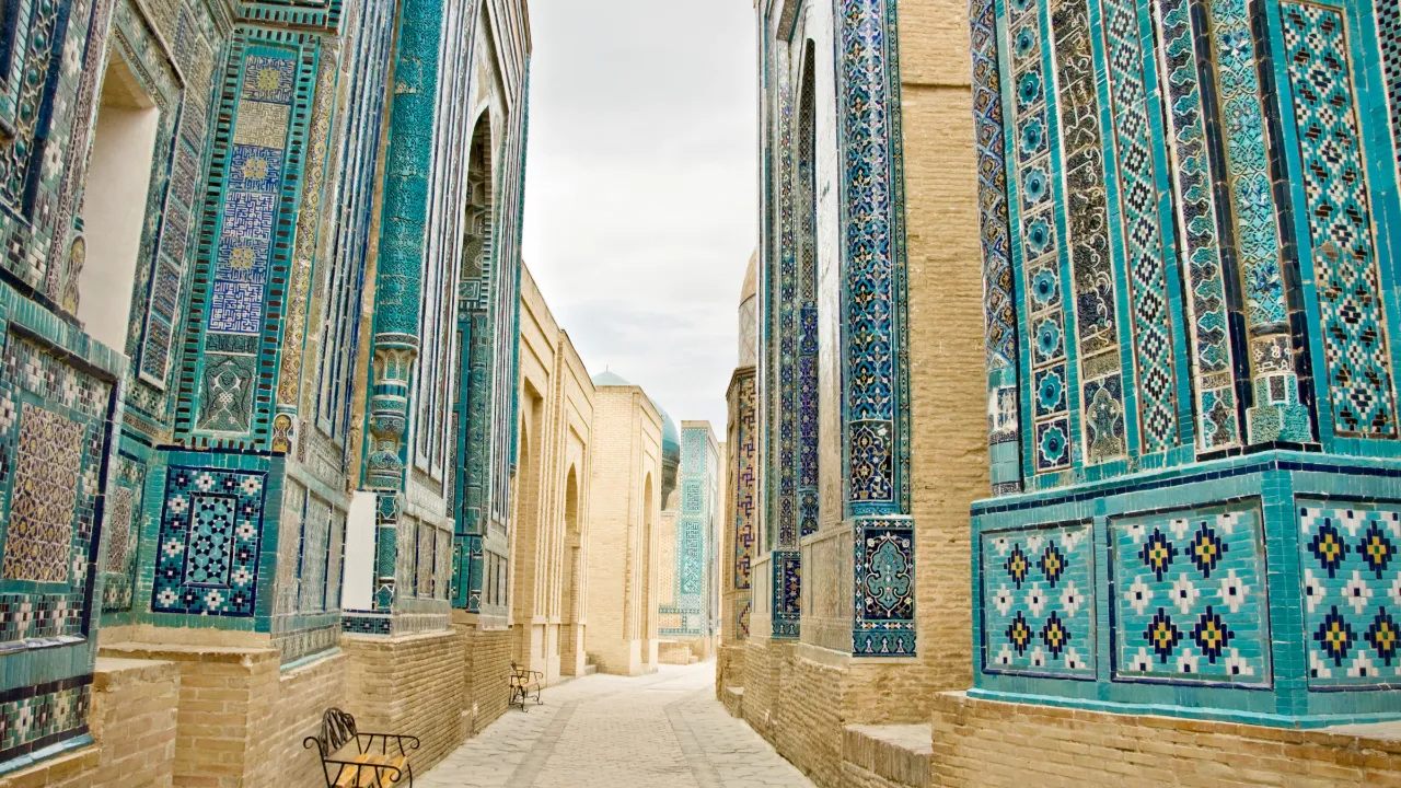 Shah-i-Zinda-gravkomplekset i Samarkand, Usbekistan Shah-i-Zinda-gravkomplekset i Samarkand, Usbekistan