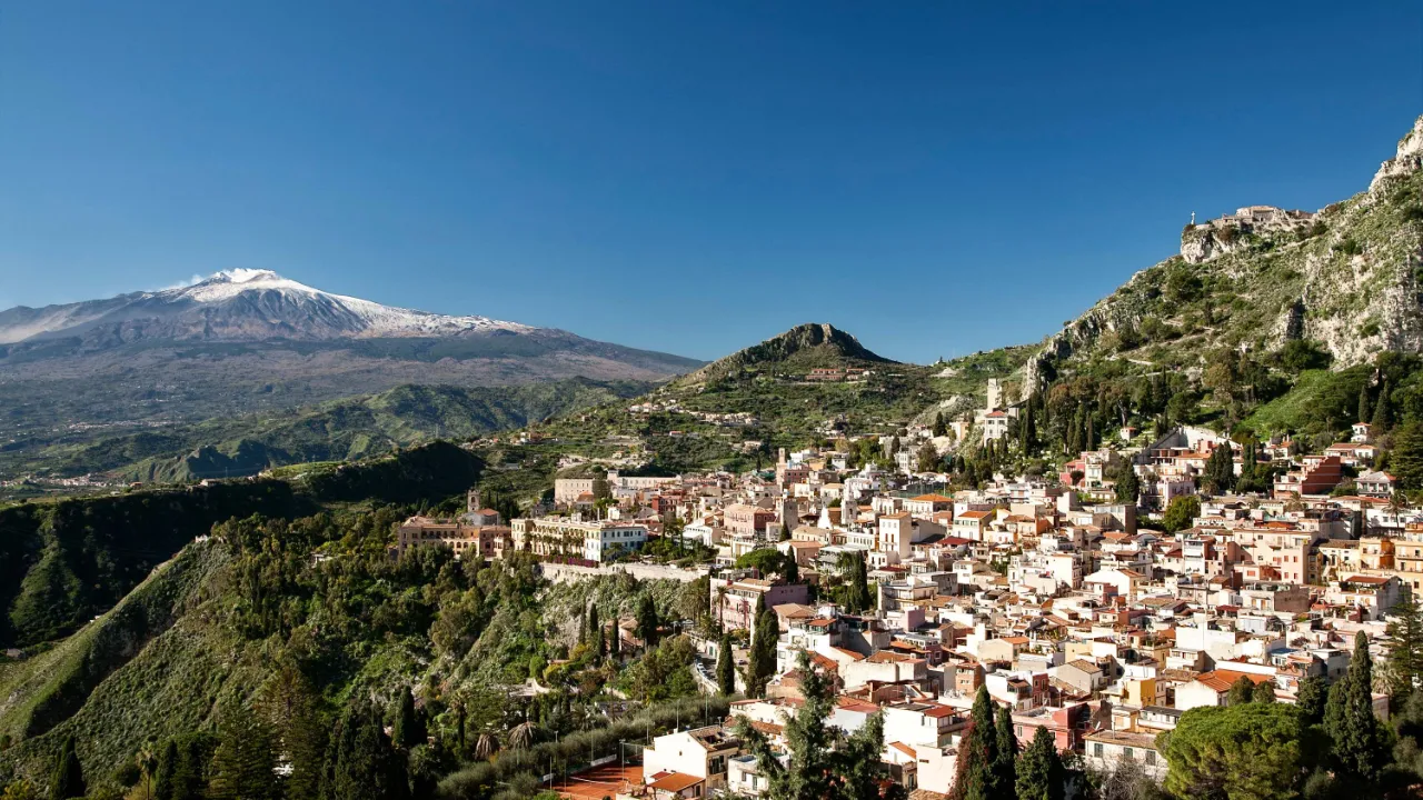 Utsikten til Etna fra Taormina Utsikten til Etna fra Taormina